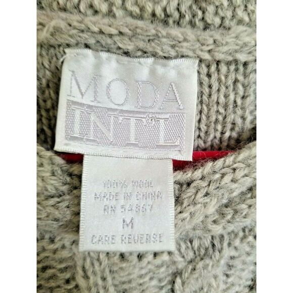 Moda International M Women's Wool Size Medium Gray Sweater 100% Wool Vintage - Picture 5 of 5
